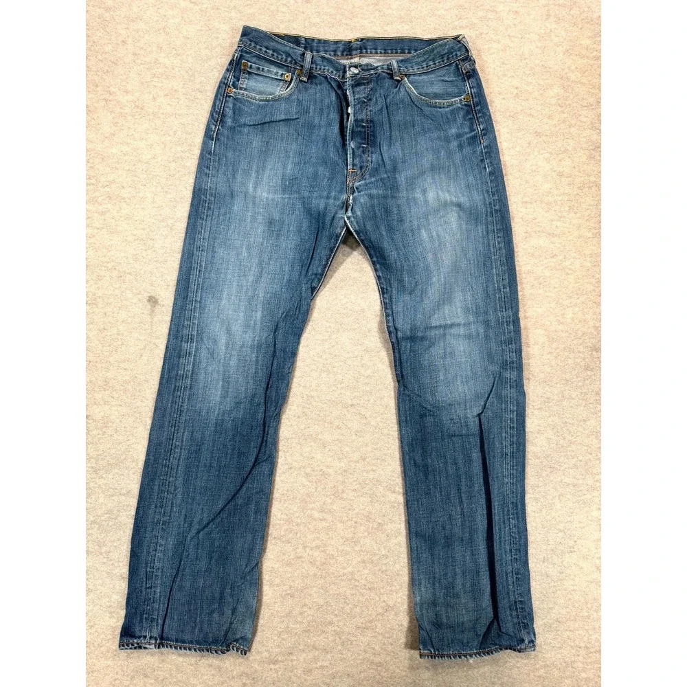 Levis 501 Original Straight Leg Jeans Mens 36x34 Blue Denim 14501-0033